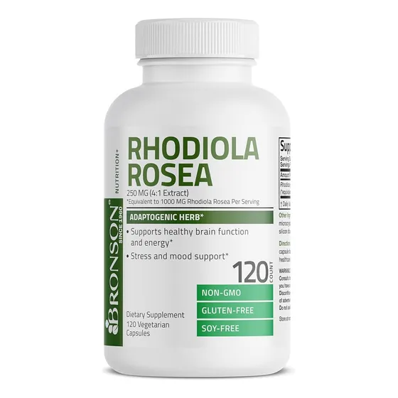 Rhodiola Rosea 1000mg (120 Cápsulas) Bronson Sabor Sin Sabor
