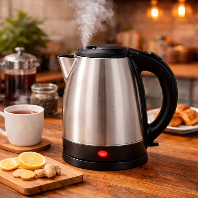 Chaleira Elétrica Bule Café De Inox Jarra 1,8 Litros Desligamento Automatico Jomaq Preto 220v