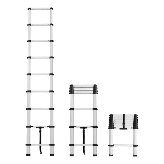 Escalera Telescópica 13 Peldaños Ajustable Retráctil 3.8m Color Aluminio Adir 10536