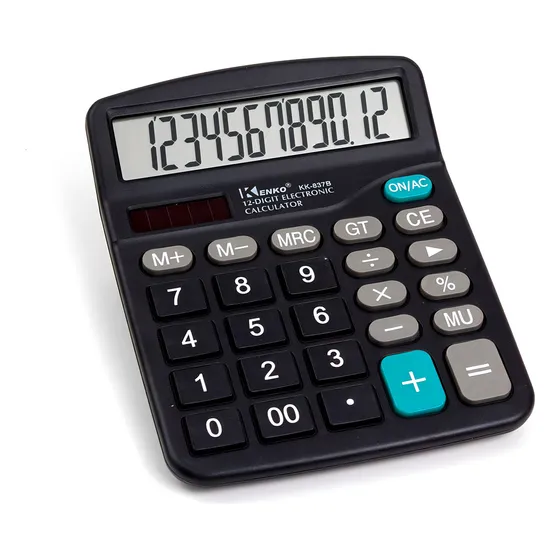 Calculadora De Mesa Escritório Display 12 Dígitos Simples Cor Preto