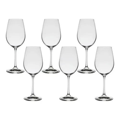 Jogo 6 Taças Cristal Com Titanium Vinho Branco 350ml Bohemia Cor Transparente
