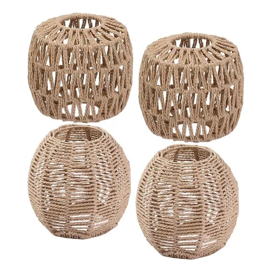- 4x Pantallas De Lámpara Colgante Cuerda De Papel Pantalla