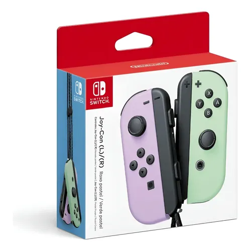 Controle joystick sem fio Nintendo Joy-Con (L)/(R) LED RGB roxo
