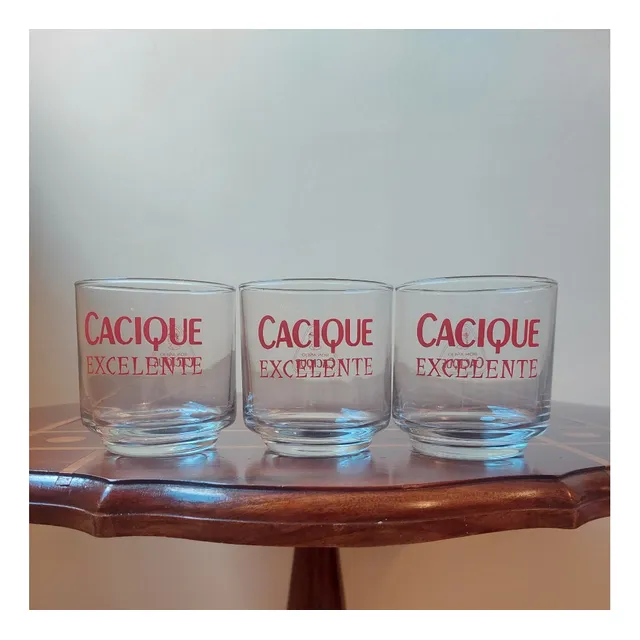 Decena Vasos Cacique Vidrio Coleccionable Nuevo Vintage