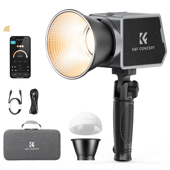 Luz Led 60w Cob Bicolor Con Batería 4500mah K&f Concept Negro 2700k-6500k