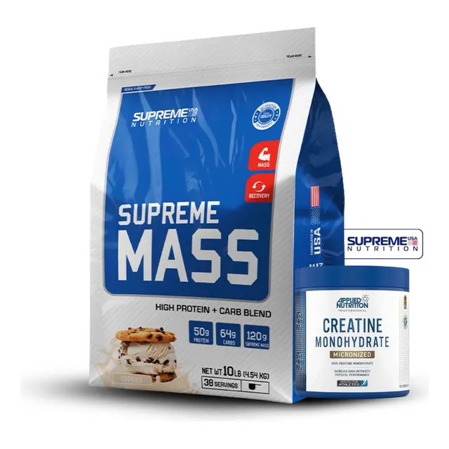 Supreme Mass 10lb Cookies+creatina Applied 250gr Cookies And Cream