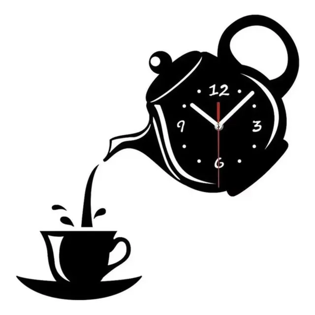 Reloj Pared Forma Tetera Acrilico Para Oficina Cocina Sala