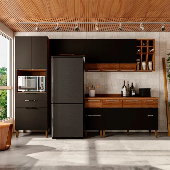 Cocina Modular Bossa Toscana Nogal/ripado Alacena