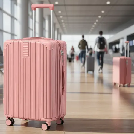 Mala De Viagem 10kg Roda Dupla Removivel 360o Ziper Expansor Rosa Listras