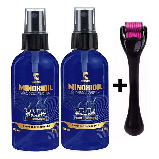 Duo 2 Minoxidil 5% 120ml  Minov136 Spray + 1 Dermaroller