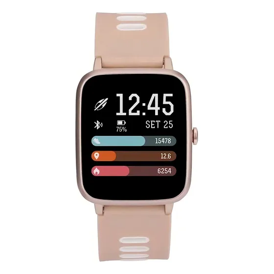 Smartwatch Mormaii Life Feminino Gps Touchscreen Molifegab8j Caixa Rosé Pulseira Rosa Bisel Dourado