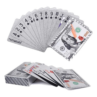 Baraja De Poker 100 Dólar Plata O Dorado Impermeable Pvc Baraja De Poker 100 Dólar Plata O Dorado Impermeable Pvc