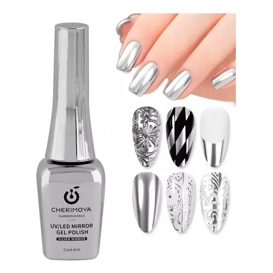 Esmaltes Permanentes Espejo Gel Polish Uñas Cherimoya 6ml