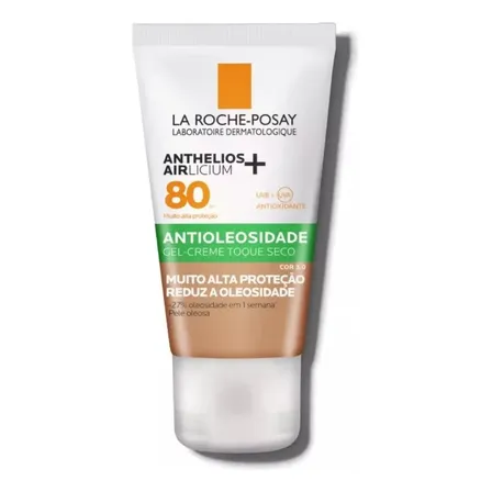 Protetor Solar Facial Antioleosidade Fps 80, Controle De Brilho Por 12h, Efeito Matte, Cor 3.0, Anthelios Airlicium+ La Roche Posay, 40g