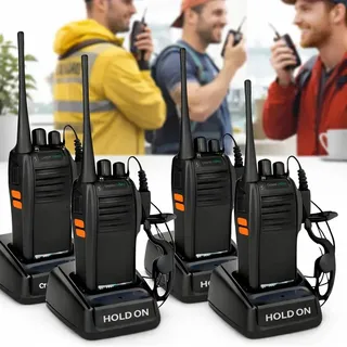 Kit 4 Radio Walk Talk Comunicador 16 Ch 12km Baofeng 777 Ht Cor Preto Hold On