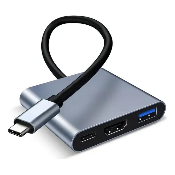 Adaptador Usb-c 3 Em 1 Hdmi 4k Vga Pd 100w Para Pc E Telefone Celular