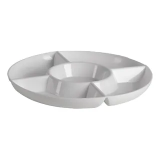 Petisqueira Redonda Branca Com 5 DivisÔes Le Chef 28x3cm Paramount Petisqueira Redonda Branca Com 5 DivisÔes Le Chef 28x3cm Paramount