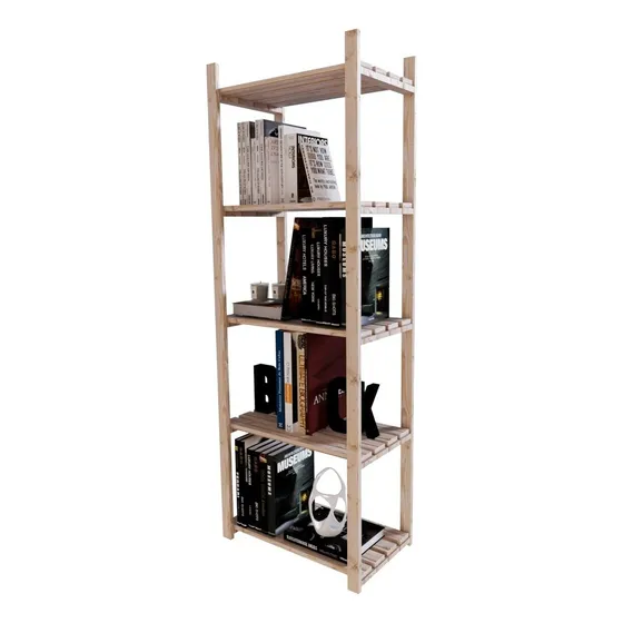 Estante De Canto Organizadora De Livros 5 Prateleiras Promo Cor Eucalipto