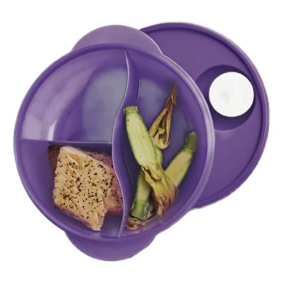 Plato Morado Con Divisiones  Para Micro Tupperware 