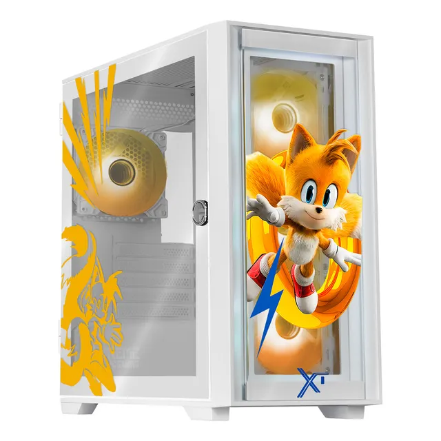 Gabinete XTREME PC GAMING Sonic Tails Ring Edition Mini Torre 4 Fan ARGB USB-C Blanco CXTGT6000WT