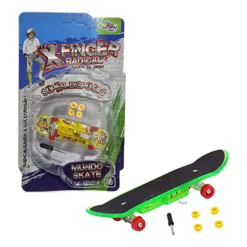 Skate de Dedo com Luz Verde E Acessórios Wellmix X-Finger Radical