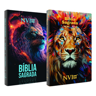 Kit 2 Bíblia Jovem Slim | Nvi | Leão Mosaico + Nébula | Capa Dura Kit 2 Bíblia Jovem Slim | Nvi | Leão Mosaico + Nébula | Capa Dura