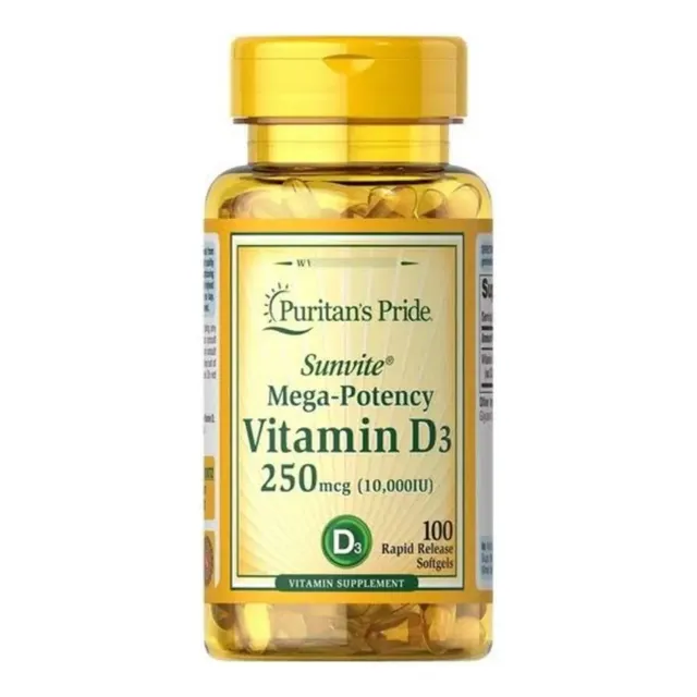 Vitamina D3 10000iu Puritans Pride 100 Cáp. Importado De Usa