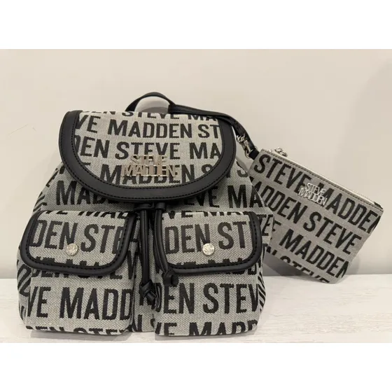 Steve Madden Backpack Negra Negro Letras Níquel Negro
