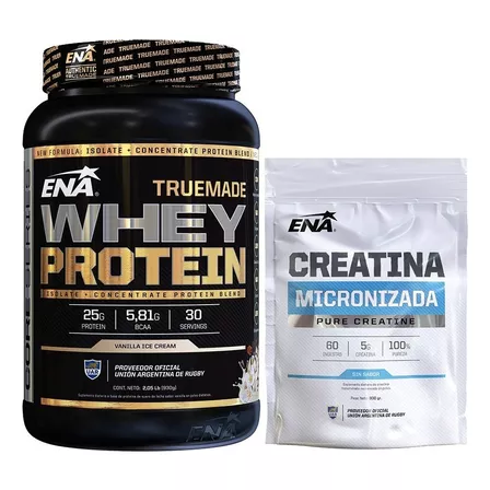 True Made Whey Protein 2lbs + Creatina Micronizada 300g Ena Sabor Vainilla