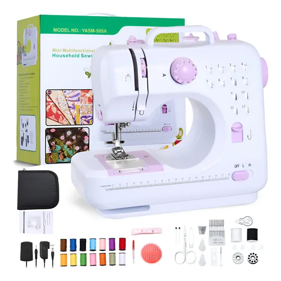 Maquina De Coser Portatil Electrica Mas Kit Costura Y Pedal Blanco