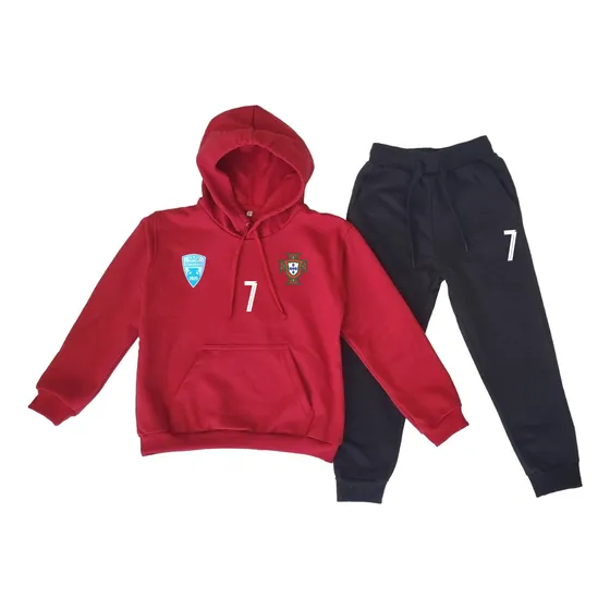 Conjunto Felpa Premium Canguro Y Pantalón Portugal Cr7