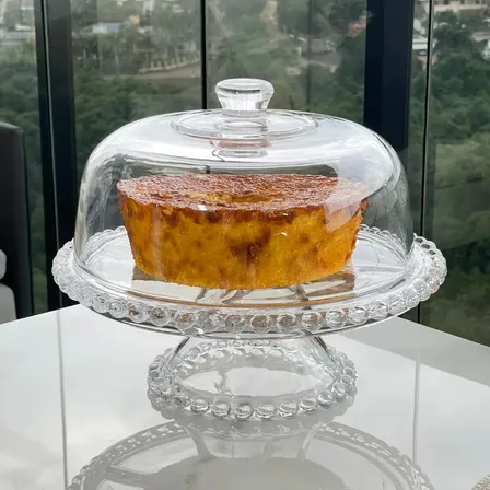 Boleira De Cristal Com Tampa Pearl Wolff 31cm Prato Com Pé Sem Cor