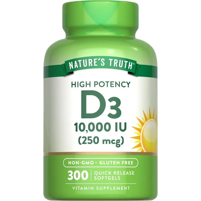 Vitamina D3 10000 Iu Nature's Truth 300 Cápsulas Blandas Sin Sabor