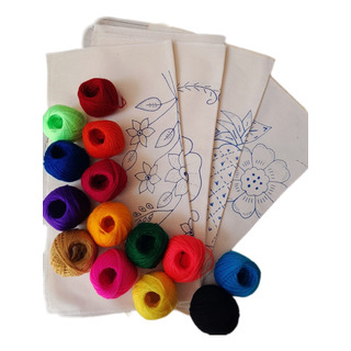 6 Servilletas Manta 45x50cm + 12 Hilos De Acrilán 3 Hebras 6 Servilletas Manta 45x50cm + 12 Hilos De Acrilán 3 Hebras