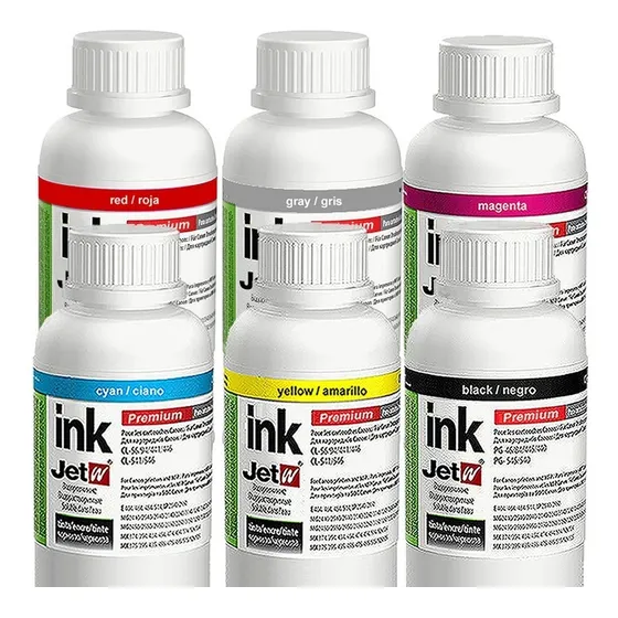 6 X 500ml Tinta Premium Para Impressora Canon G610 C5000-01 Tinta Preto Ciano Magenta Amarela Red Gray