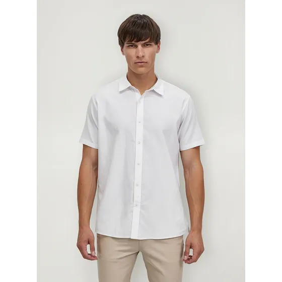 Camisa De Lino Hombre Manga Corta Tendencia