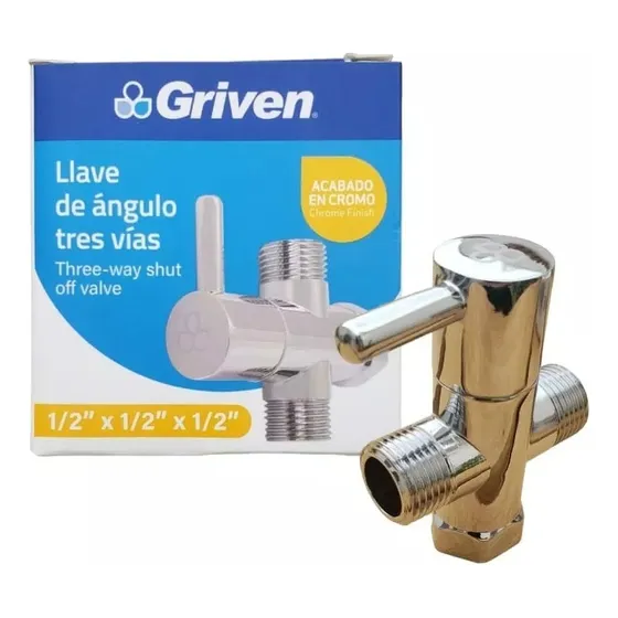 Llave Arresto Cromada Doble Lavamano Poceta Acero Inoxidable