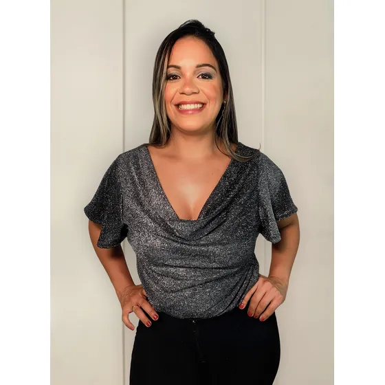 Blusa Chique Plus Size Gola Degagê Noite Envio Em 24 Hs