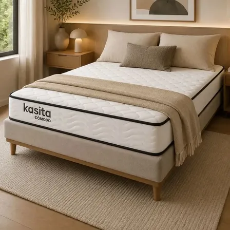 Colchon 2 Plazas Resortes 150x190x20 Kasita Premium Comodo Blanco