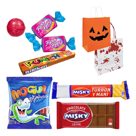 Combo Golosinas + Bolsitas Halloween 8 Niños Cumple Infantil