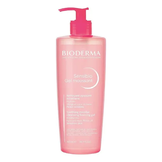 Gel Moussant Bioderma Sensibio Gel Moussant Micelar día/noche para piel sensible de 500mL/500g +12 años
