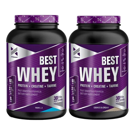 Xtrenght Best Whey Protein 2 Lb X 2 Unidades Potenciada Sabor Cookies/vainilla