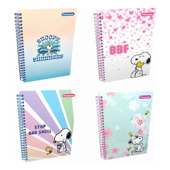 Libreta Espiral 80 Hojas Tesis Primavera Snoopy Y Garfield