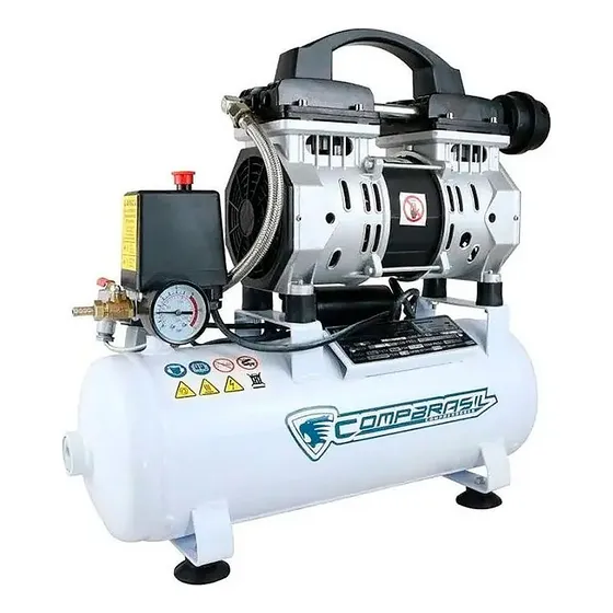 Compressor Ar S/ Óleo Portátil Super Silencioso 8 Litro 220v