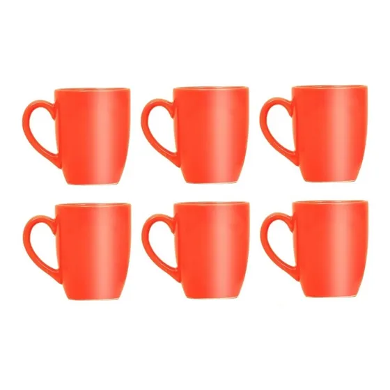 Juego De Tazas Set X6 Jarro Mugg Cerámica Ancers Cafe Roja