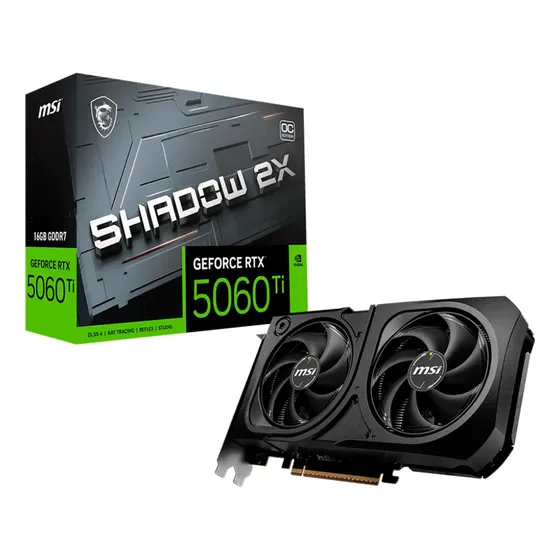 Tarjeta De Video Msi Nvidia Geforce Rtx 5060 Ti 16g Shadow 2x Oc Plus Gddr7 2 Fan Dlss 4 Pci Express 5.0 Ia