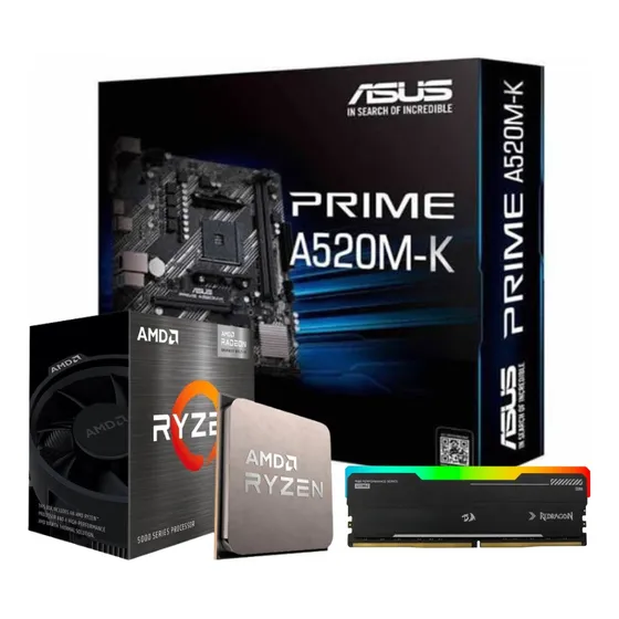 Kit Upgrade Amd Ryzen 5 5600gt + A520m-k + 16gb 3200mhz Rgb