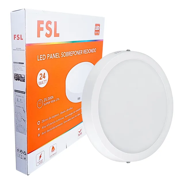 Panel Led Redondo Luz Blanco 24w Fsl Pack 3 Unidades