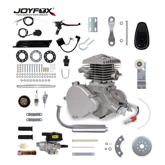 Joyfox Kit Completo Motor Bicicleta Motorizada Gasolina 100cc 2 Tempos Cor Prateado