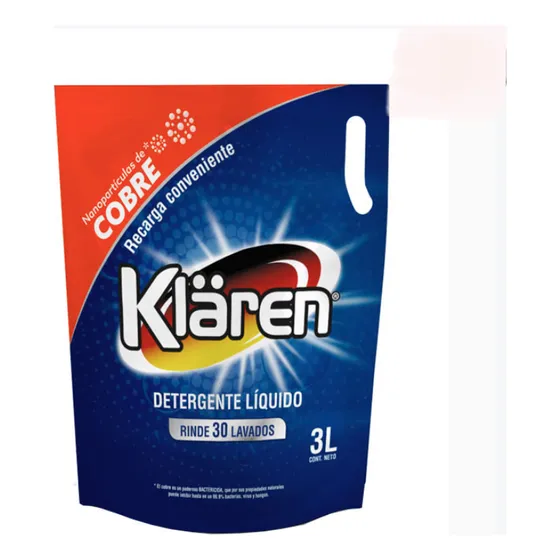 Detergente Líquido Klaren 3 Litros Nano Partículas De Cobre